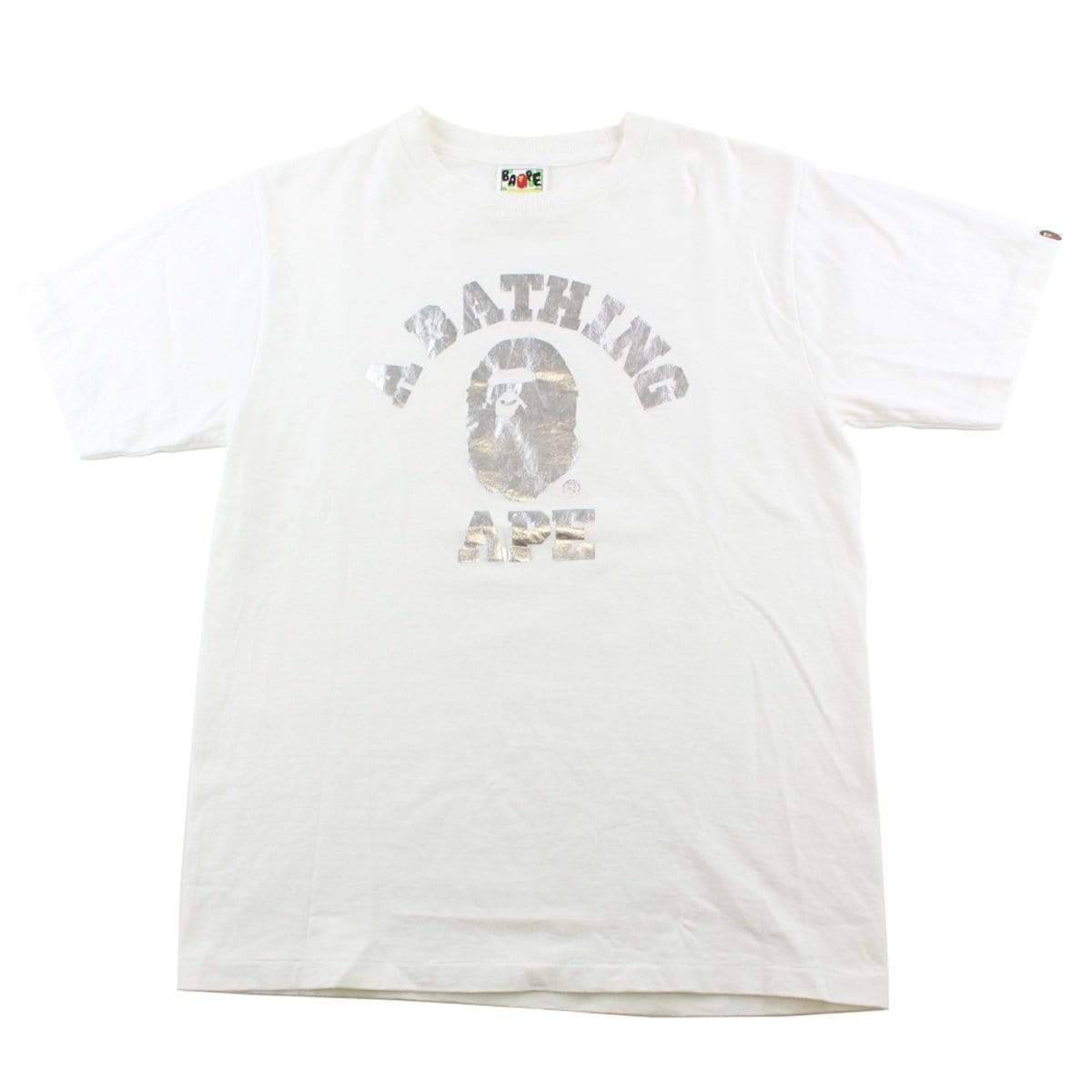 Bape Silver Foil College Logo Tee White - SaruGeneral