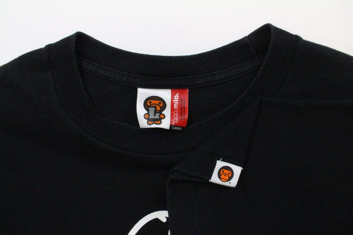 Bape Skeleton Milo Text Logo Tee Black - SaruGeneral