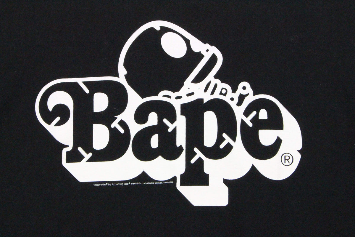 Bape Skeleton Milo Text Logo Tee Black - SaruGeneral