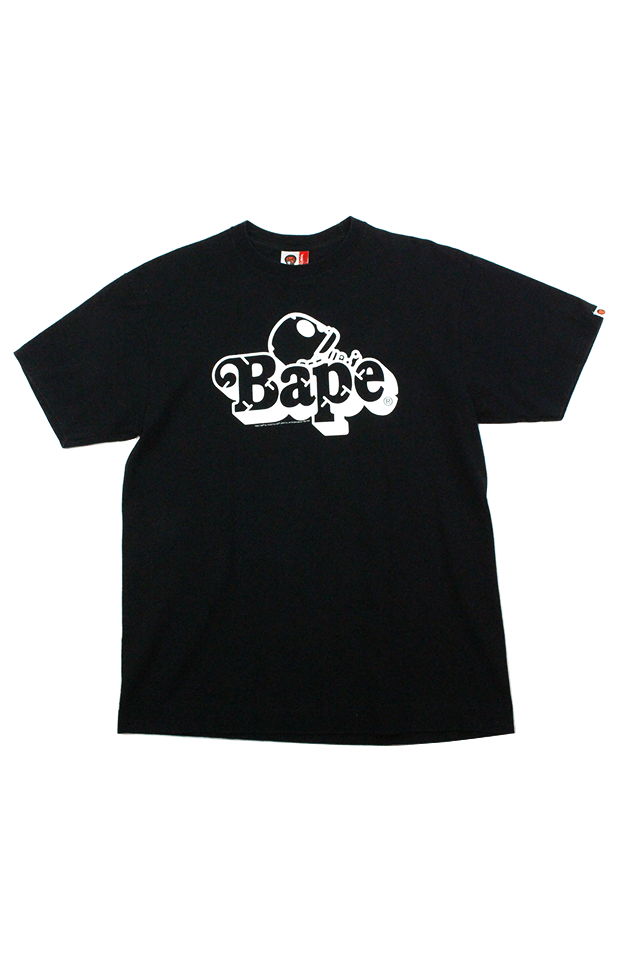 Bape Skeleton Milo Text Logo Tee Black - SaruGeneral