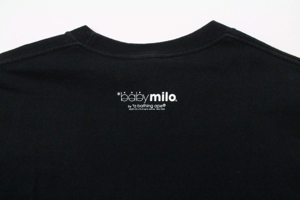 Bape Skeleton Milo Text Logo Tee Black - SaruGeneral