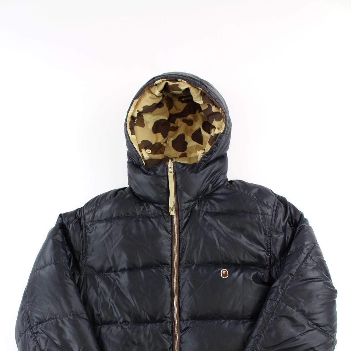 Bape Desert Camo Reversible Puffer Black leather - SaruGeneral
