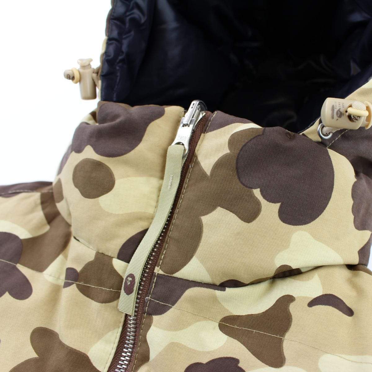 Bape Desert Camo Reversible Puffer Black leather - SaruGeneral