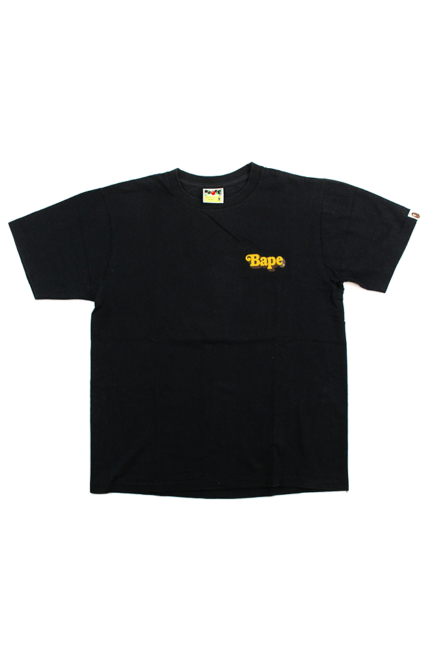 Bape Text Milo Backprint Tee Black - SaruGeneral