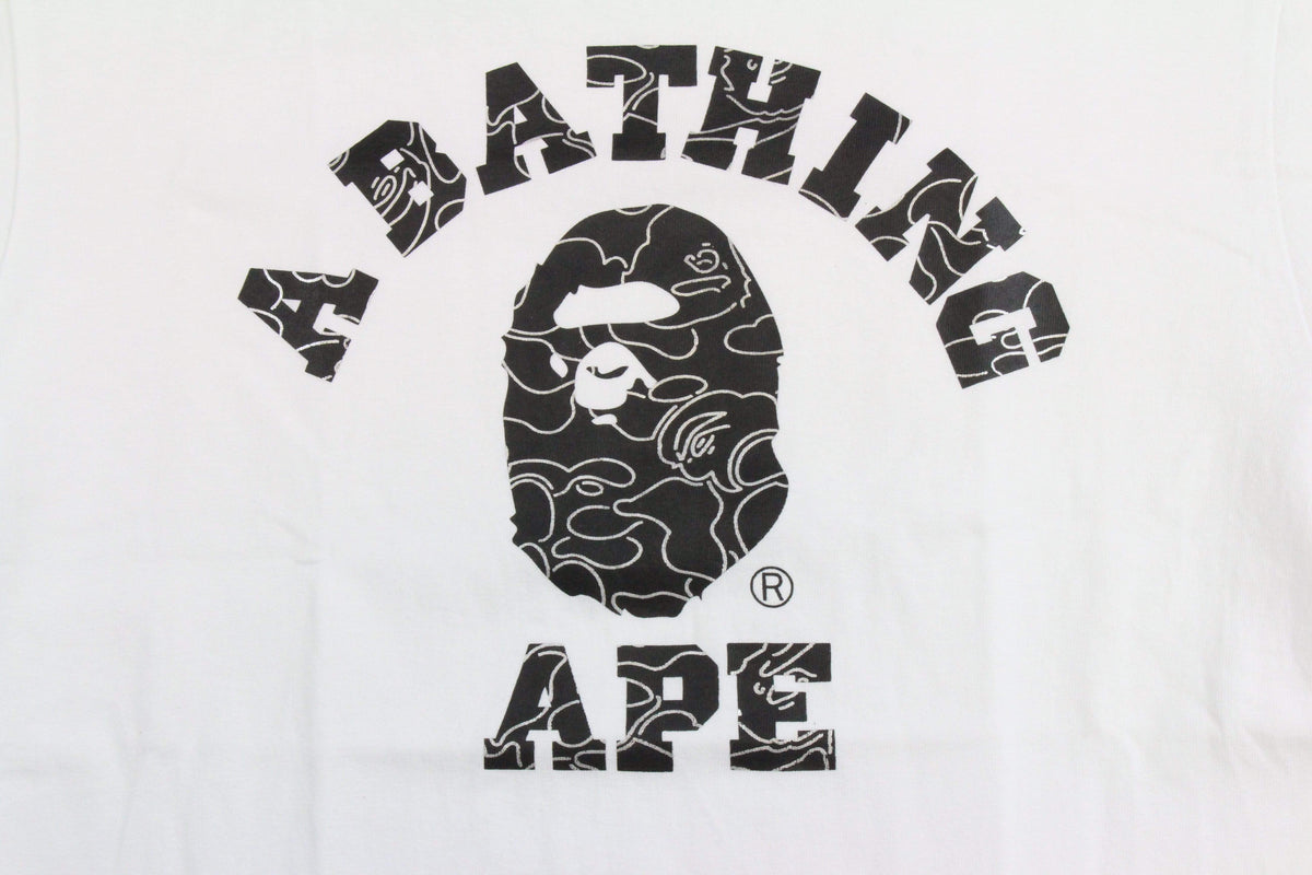 Bape White Neon Camo Black College Logo Tee White - SaruGeneral