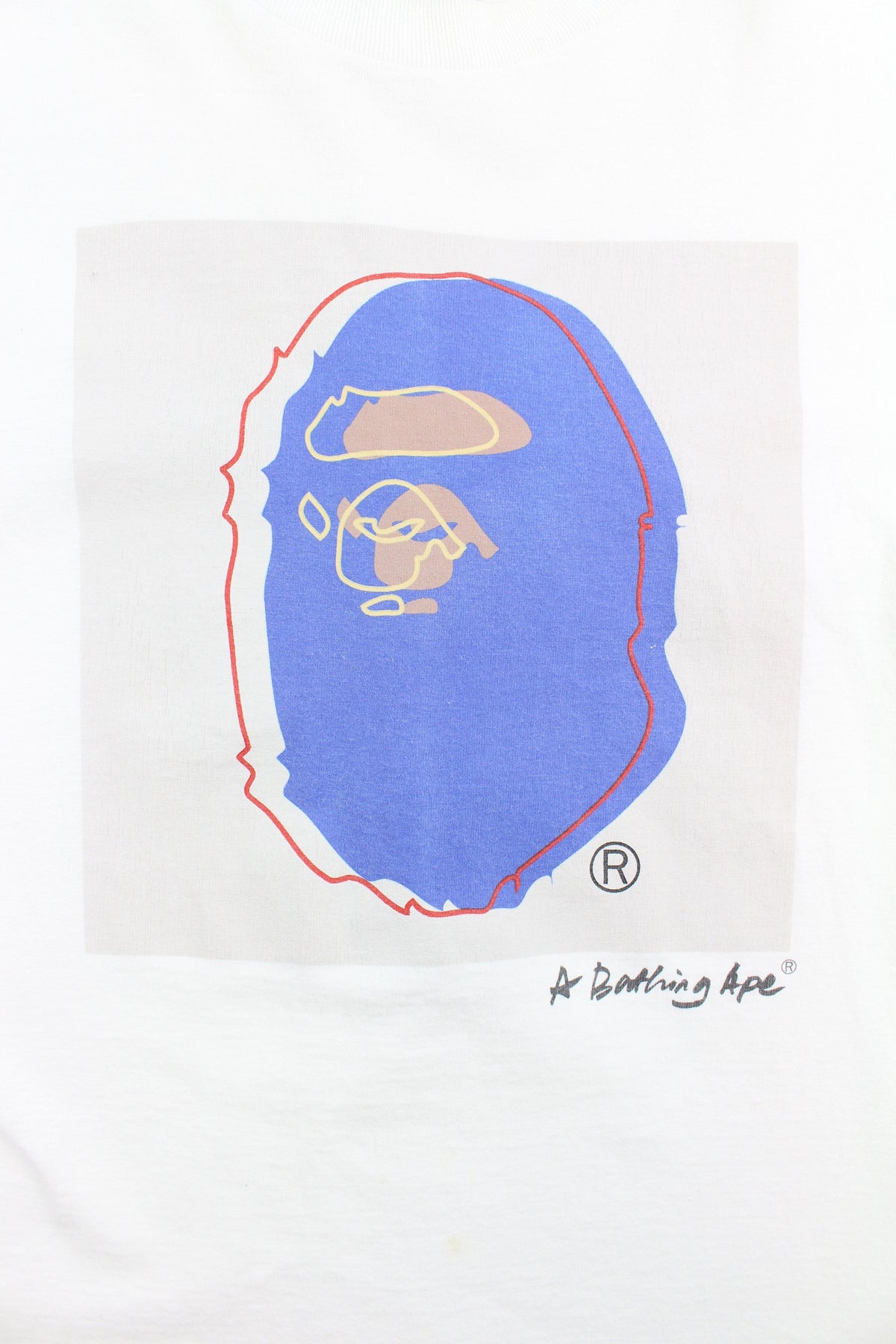 Bapexclusive andy warhol Blue Outline Big Ape Logo Tee White - SaruGeneral