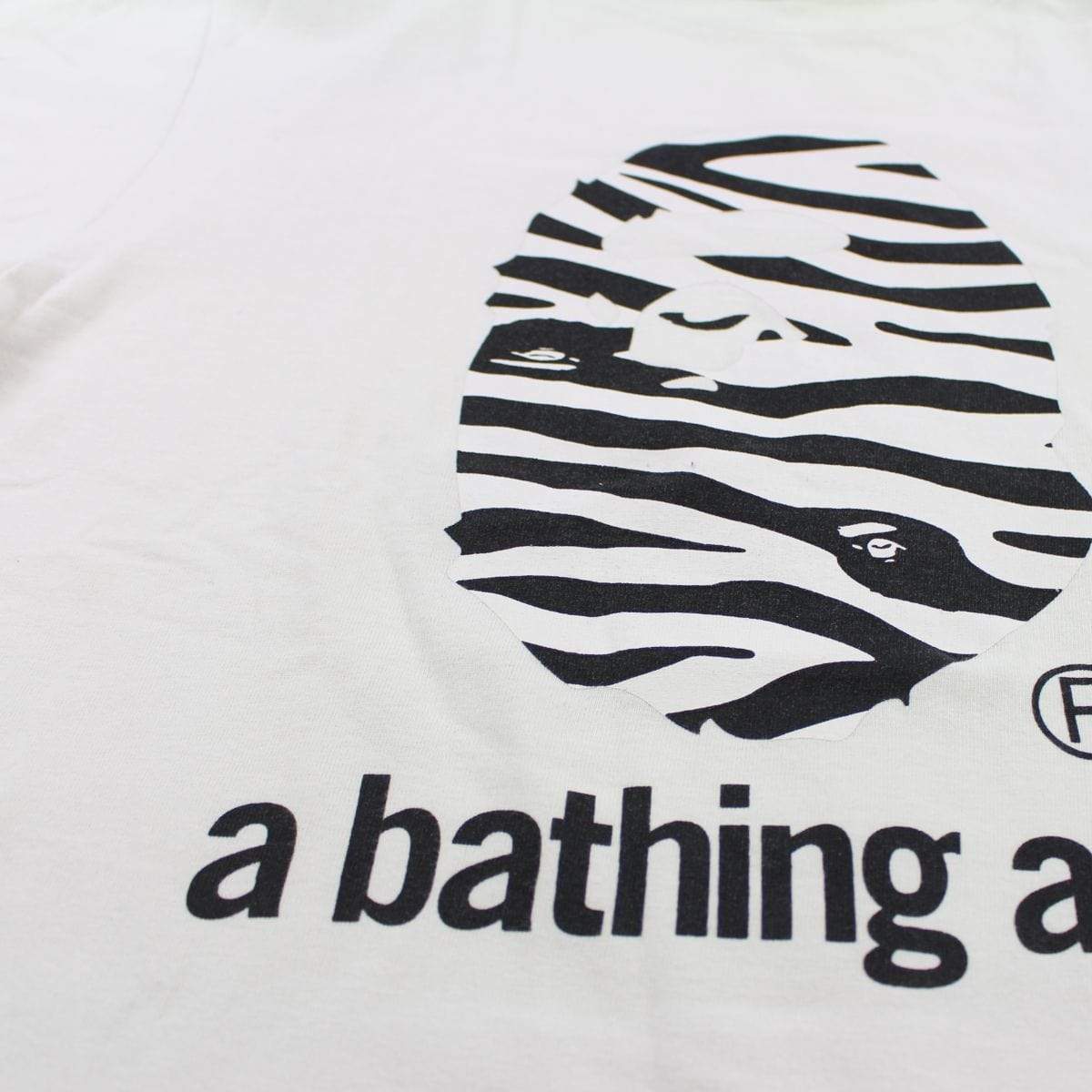 Bape Zebra Big Ape Logo Tee White - SaruGeneral