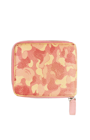 Portefeuille en cuir camouflage rose Bape ABC