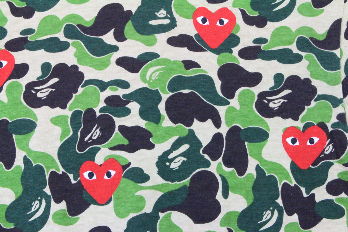 Bape x CDG ABC Green Camo Hearts Tee - SaruGeneral