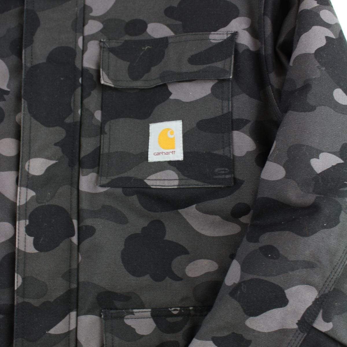 Bape x Carhartt Black Camo Fur Down Parka - SaruGeneral