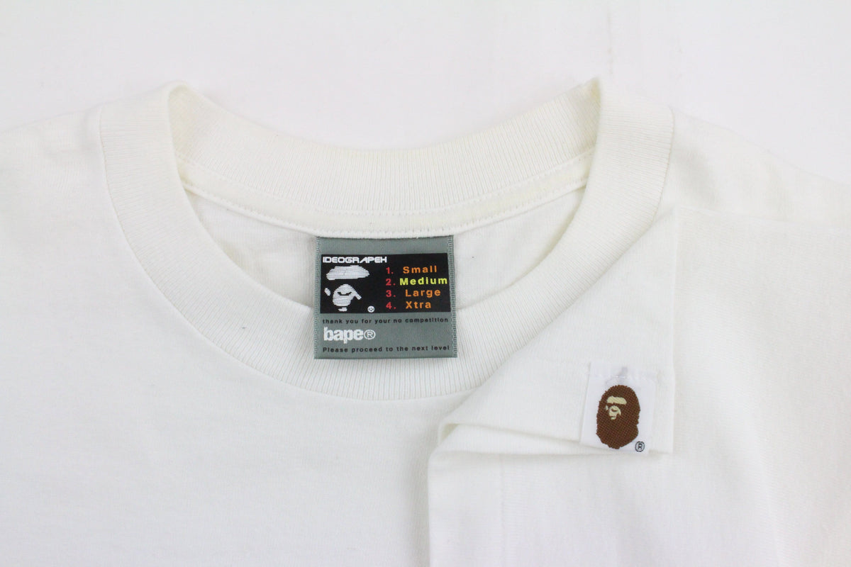 Bape x Kaws ABC Blue Camo Big Ape Logo Tee White - SaruGeneral
