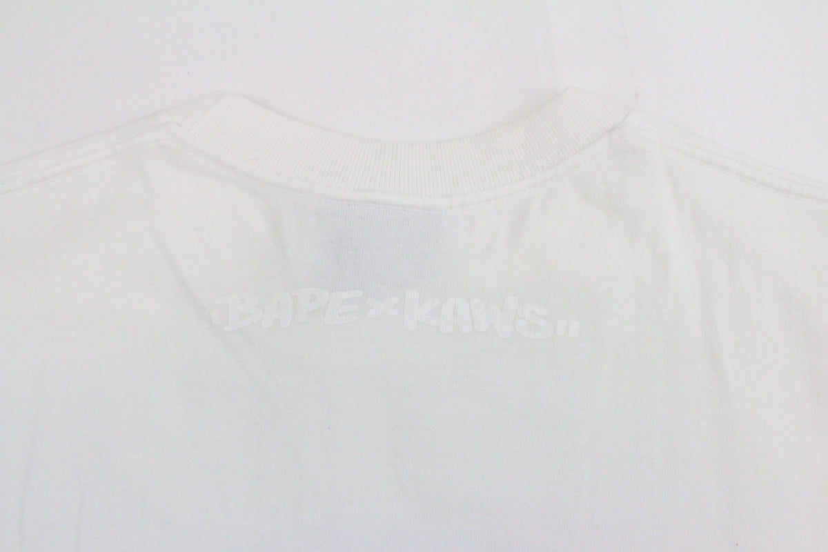 Bape x Kaws ABC Blue Camo Big Ape Logo Tee White - SaruGeneral