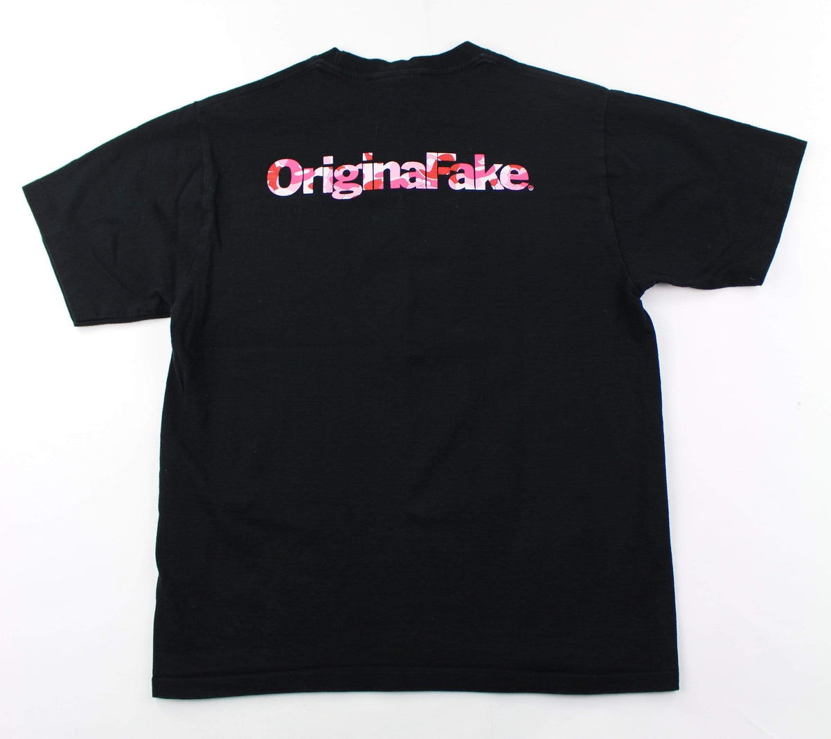 Bape x Kaws ABC Pink Camo College Logo Tee Black - SaruGeneral
