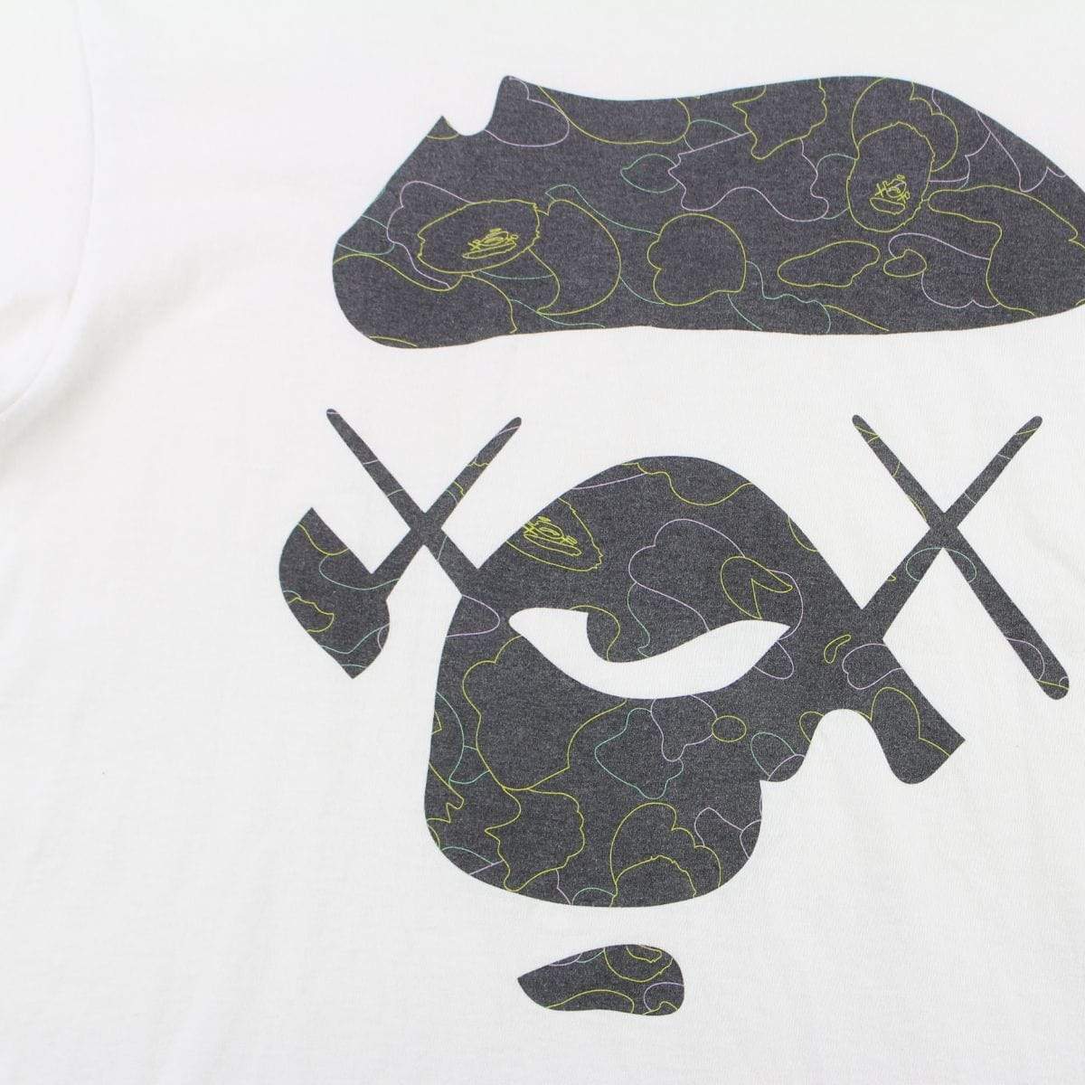 Bape x Kaws Ape Face Logo Tee White - SaruGeneral