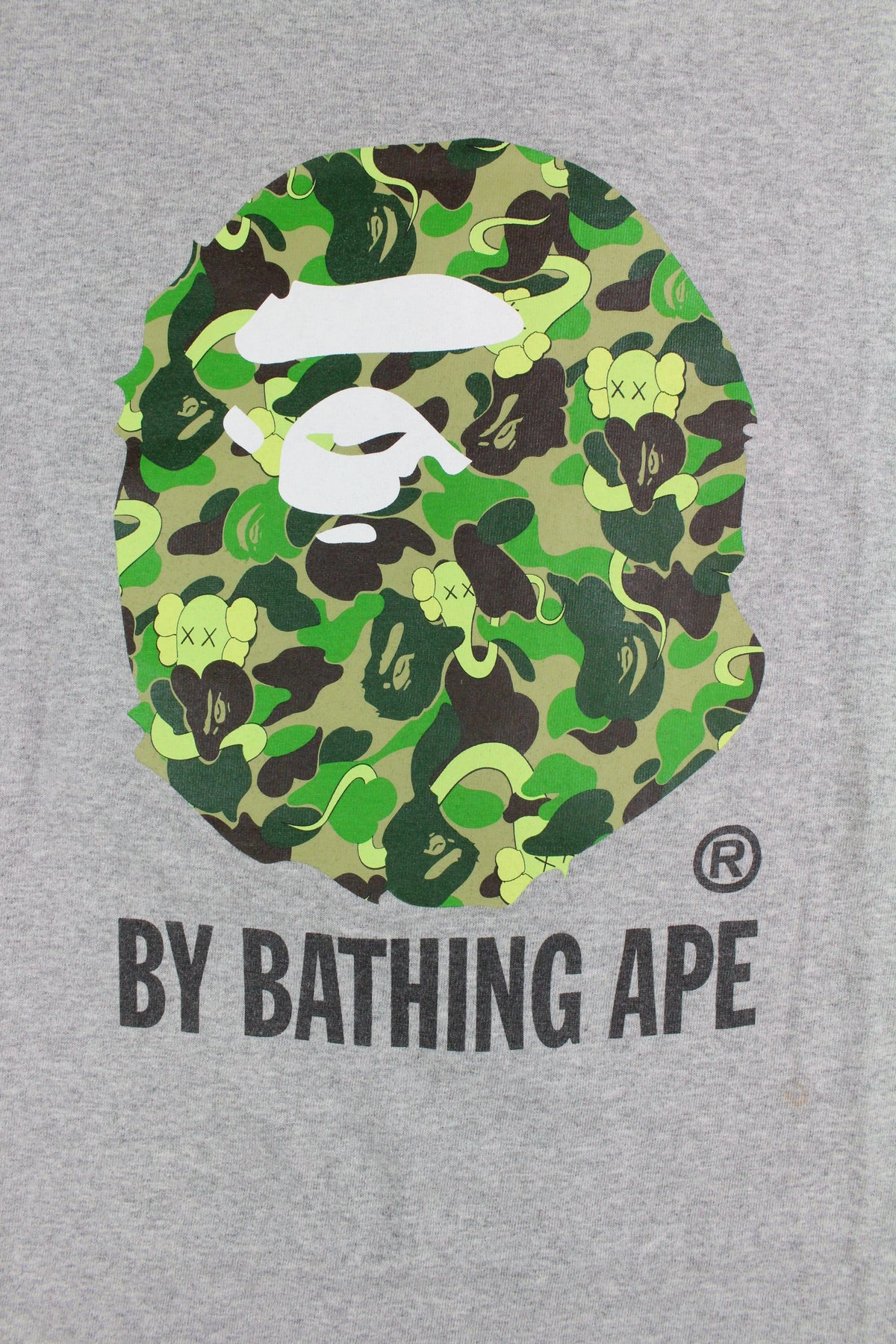 Bape x Kaws Big Ape Logo Green Camo Tee Grey - SaruGeneral