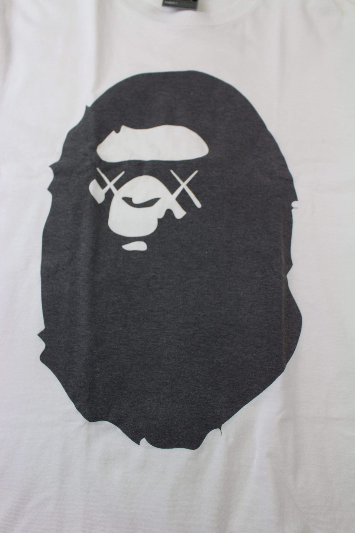 Bape x Kaws Black Big Ape Logo Tee White - SaruGeneral