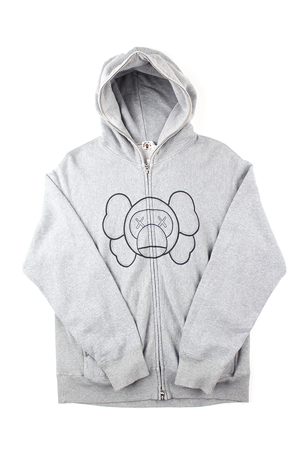 Bape x Kaws Milo Fullzip Hoodie Grey - SaruGeneral