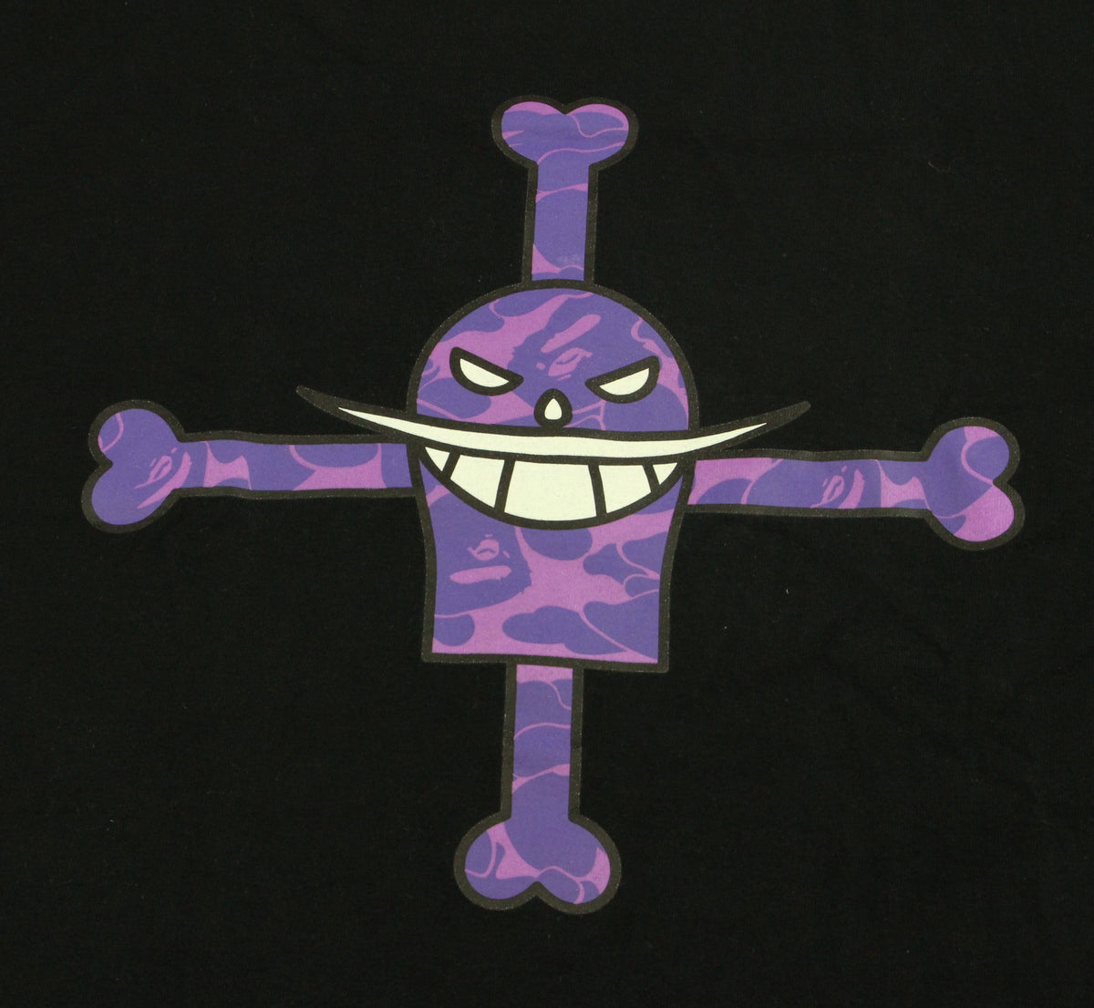 Bape x One Piece Purple Camo Cross Tee Black - SaruGeneral