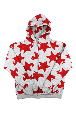 Sweat à capuche Bapesta Red Star gris