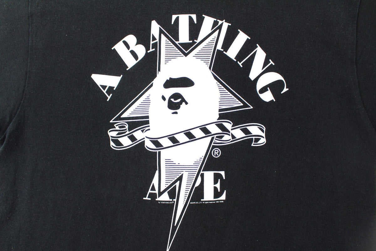 bape white sta College Logo Tee Black - SaruGeneral