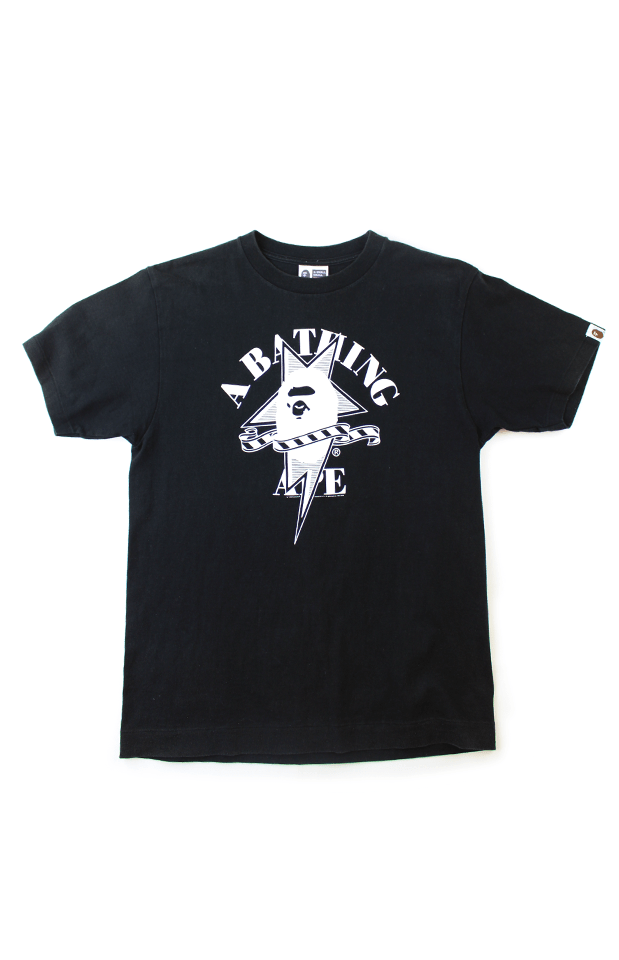 bape white sta College Logo Tee Black - SaruGeneral