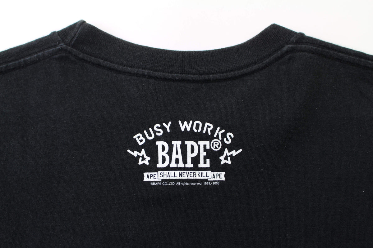 bape white sta College Logo Tee Black - SaruGeneral