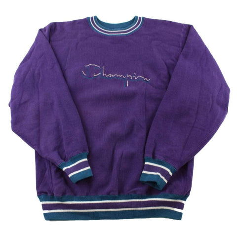 Pull ras du cou à tissage inversé avec logo Champion violet