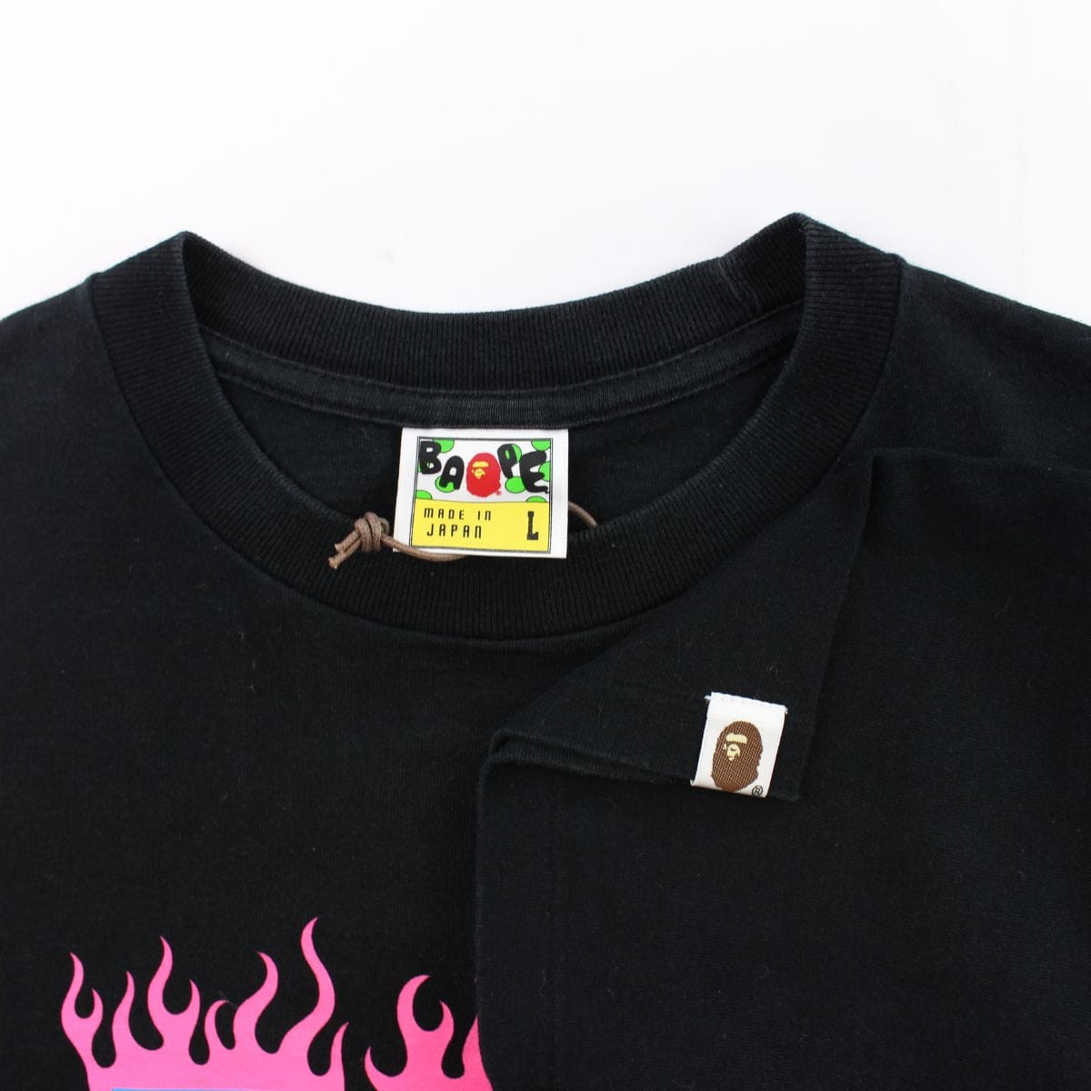 Bape Flame Kiss Logo Tee Black - SaruGeneral