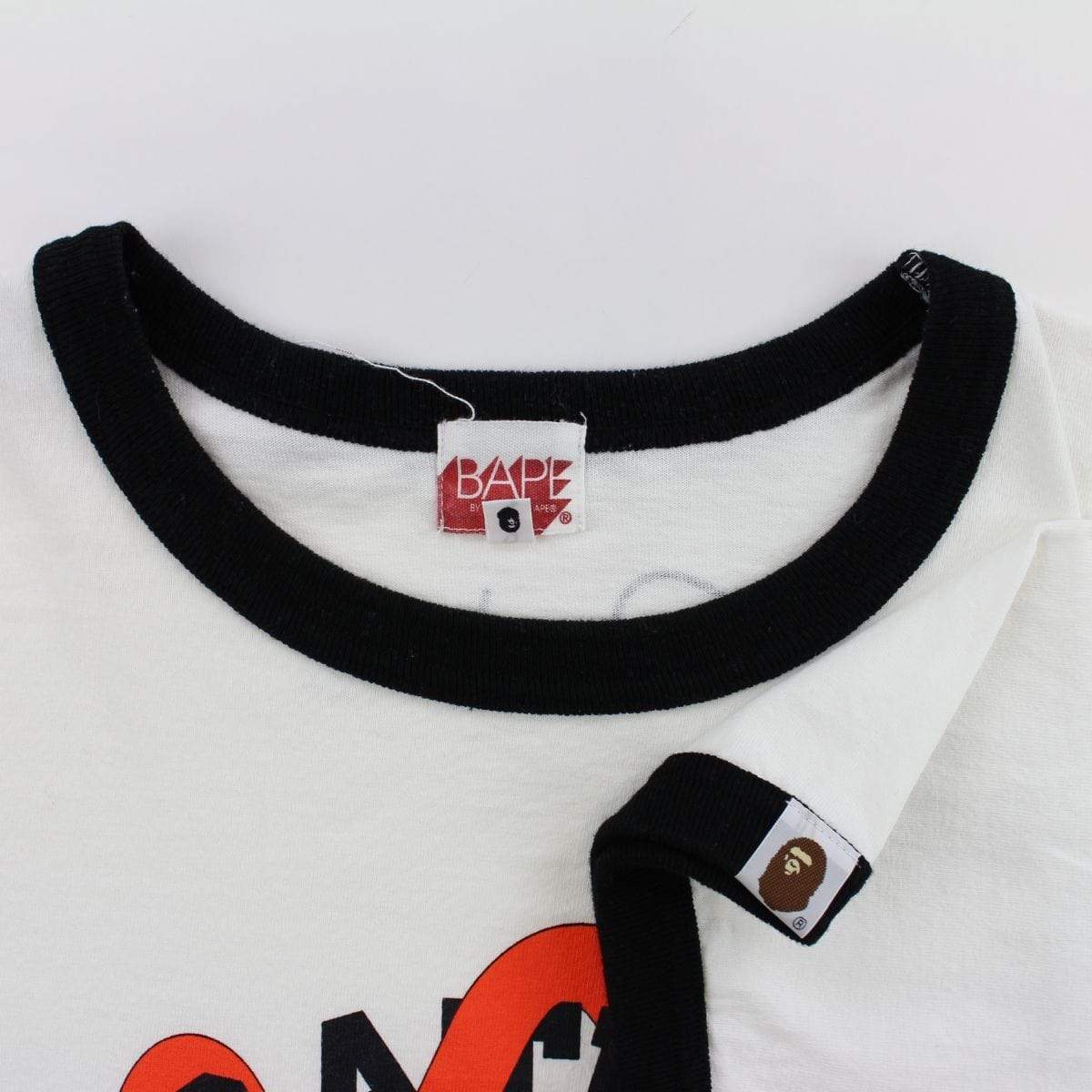Bape x Kaws College Logo Orange Black Tee White - SaruGeneral