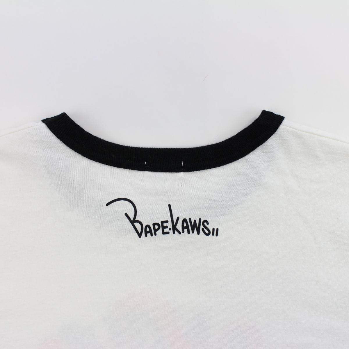 Bape x Kaws College Logo Orange Black Tee White - SaruGeneral