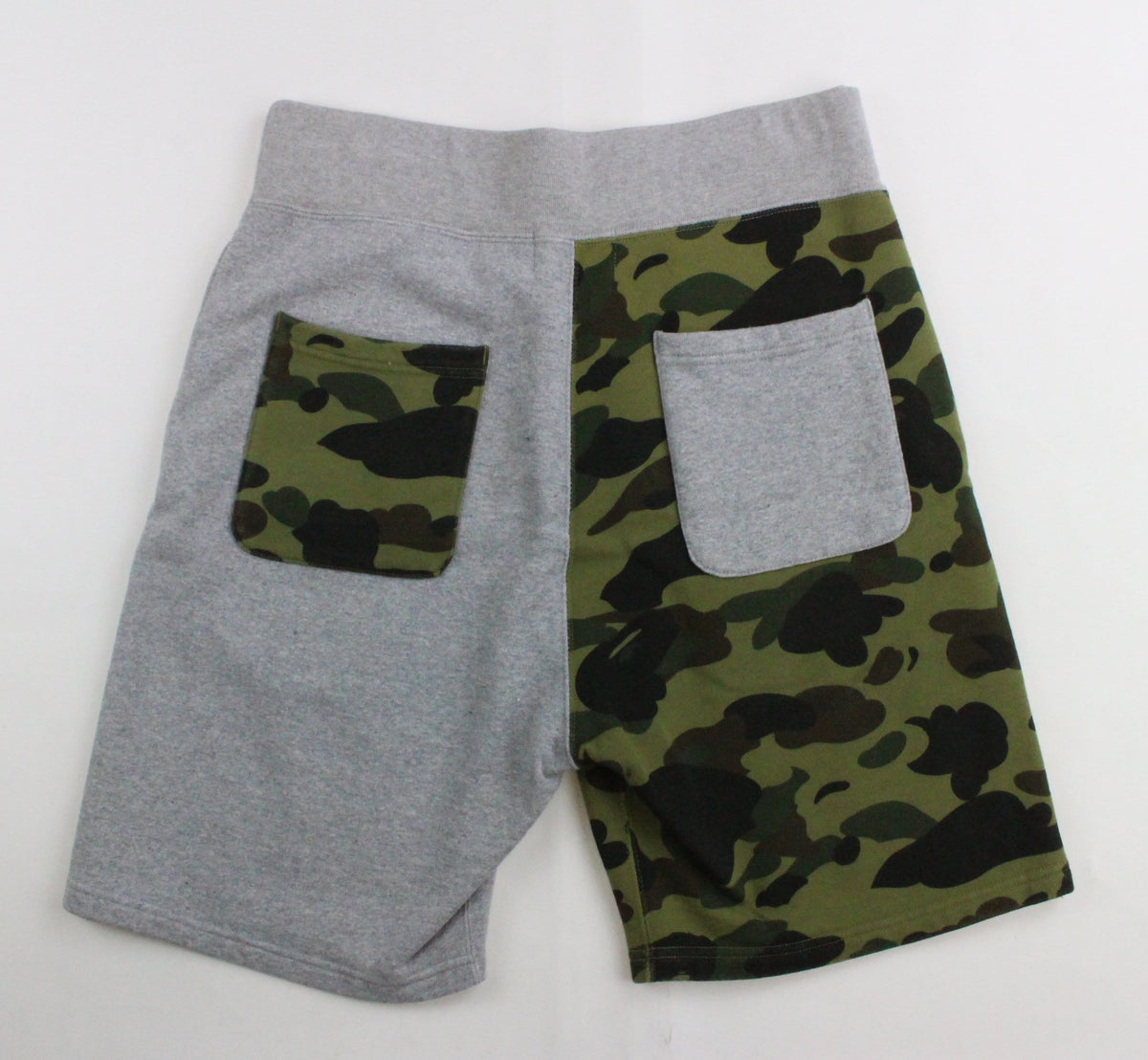 Bape Half Green Camo Shark Face Shorts grey - SaruGeneral