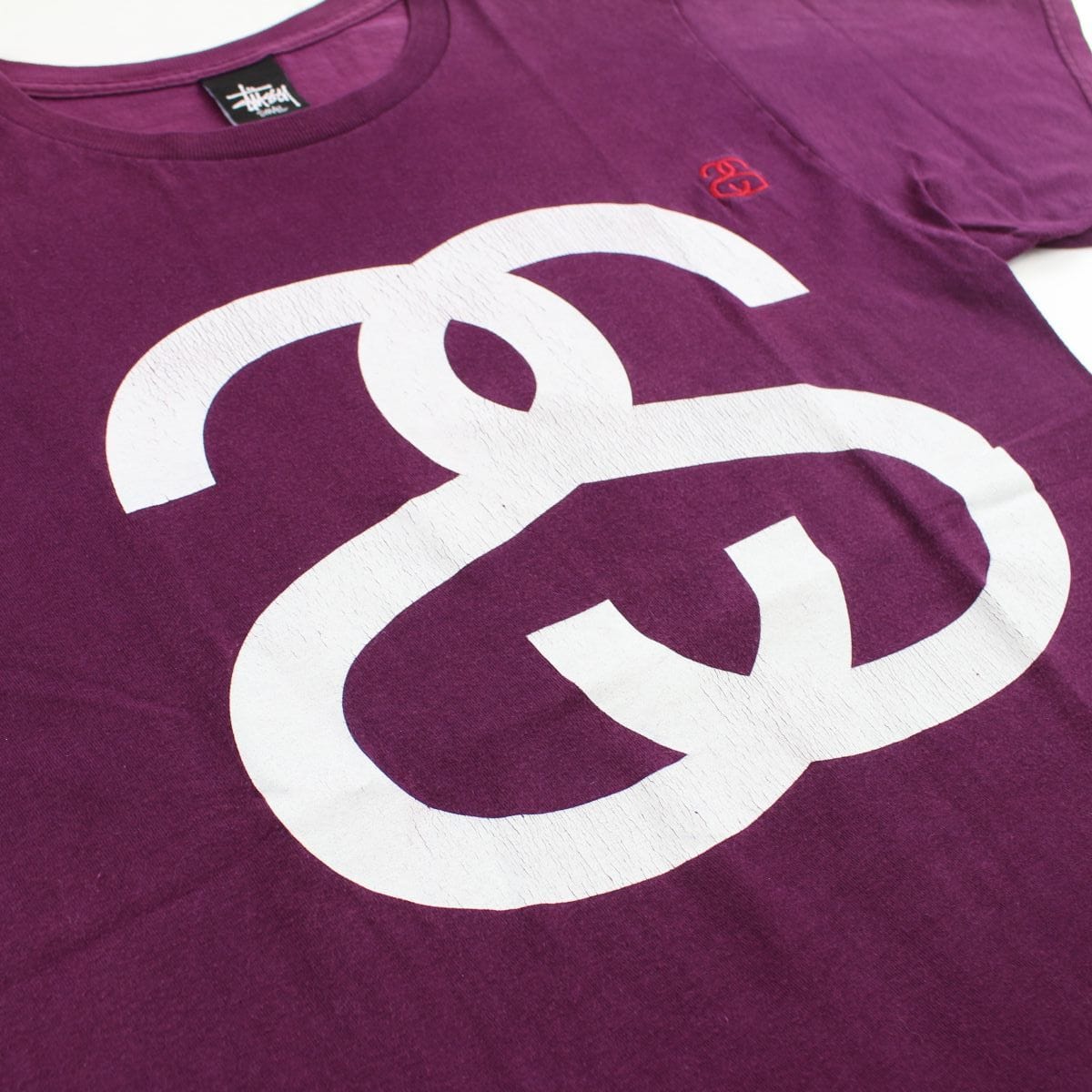 stussy double s logo tee burgundy - SaruGeneral