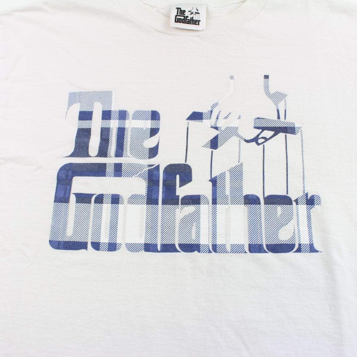 Bape x The Godfather Blue Plaid Logo Tee White - SaruGeneral