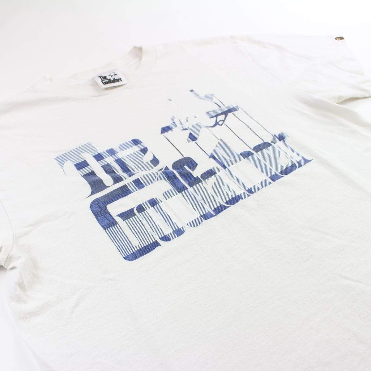Bape x The Godfather Blue Plaid Logo Tee White - SaruGeneral