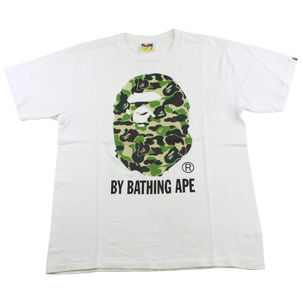 Bape ABC Green Camo Big Ape Logo Tee White - SaruGeneral