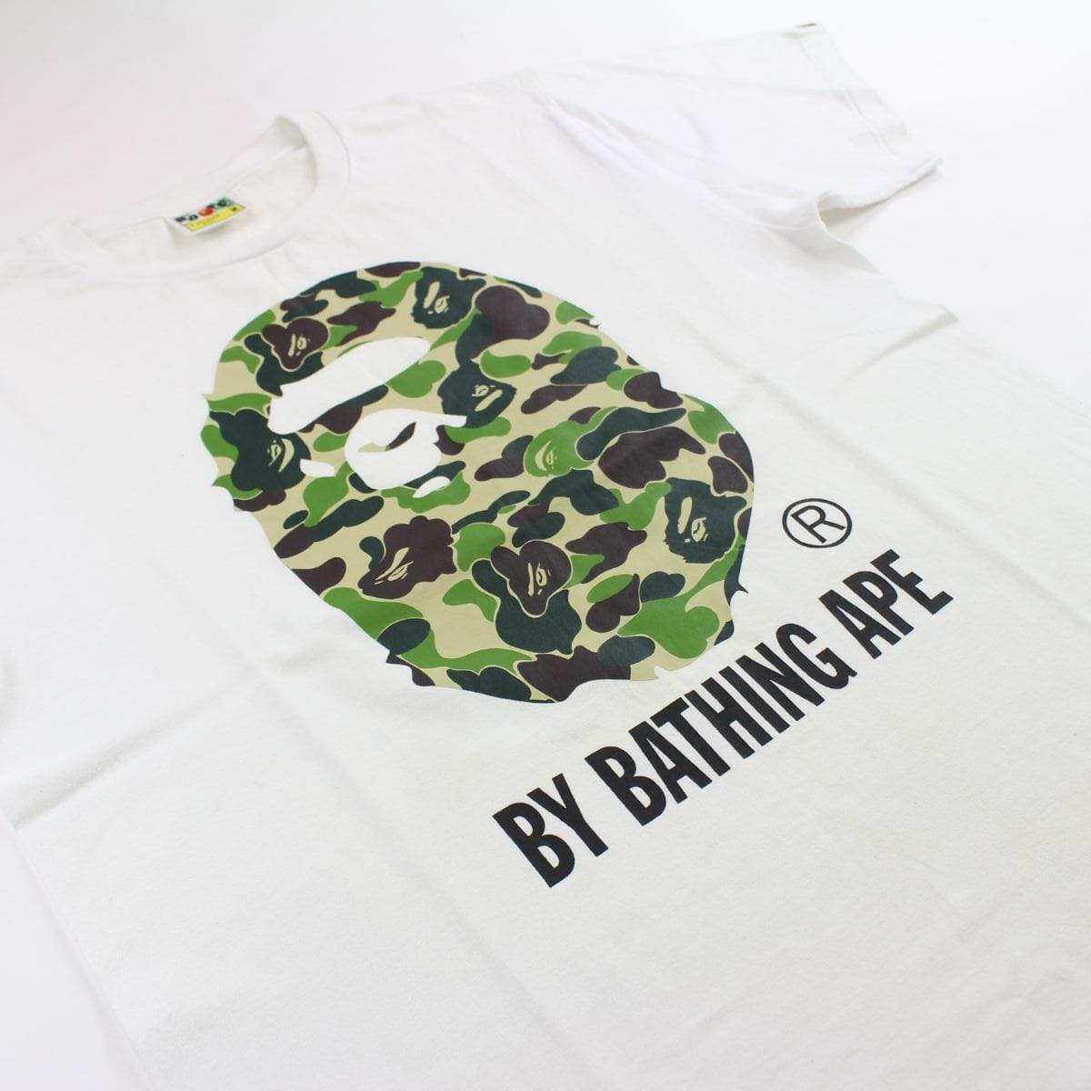 Bape ABC Green Camo Big Ape Logo Tee White - SaruGeneral