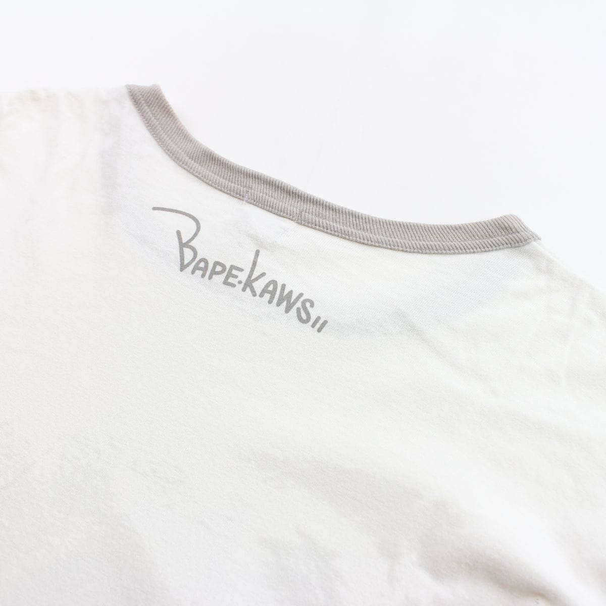 bape x kaws college logo ls white grey 2005 - SaruGeneral