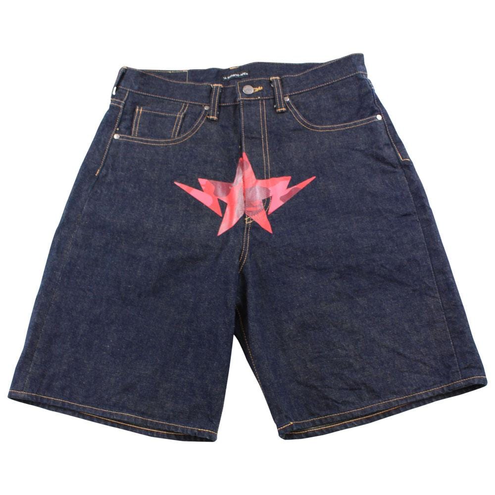 bapesta red camo sta denim shorts - SaruGeneral