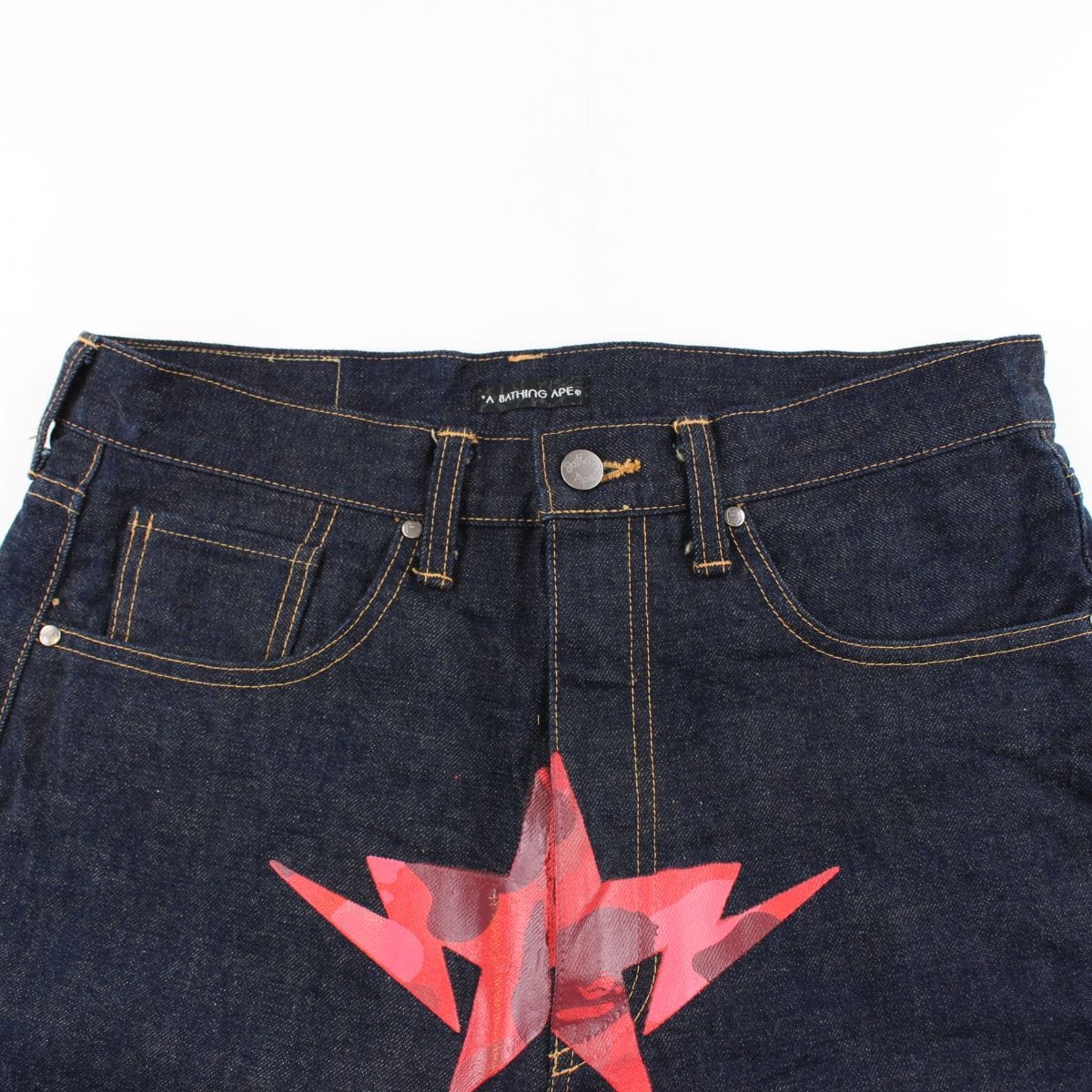 bapesta red camo sta denim shorts - SaruGeneral