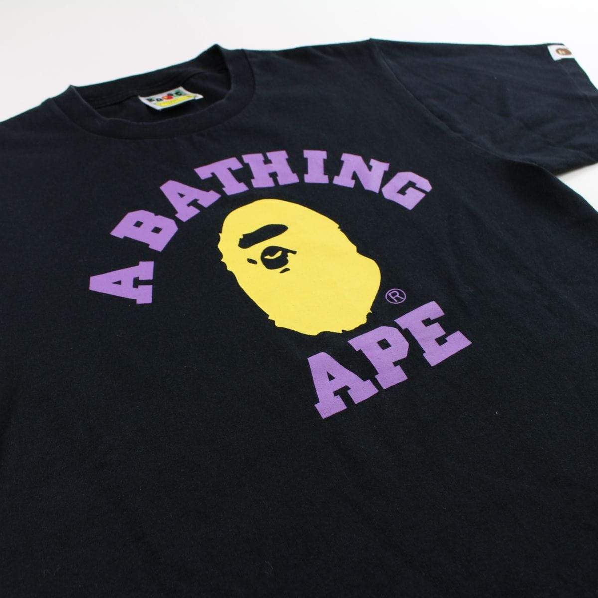 Bape Purple & Yellow College Logo Tee Black - SaruGeneral