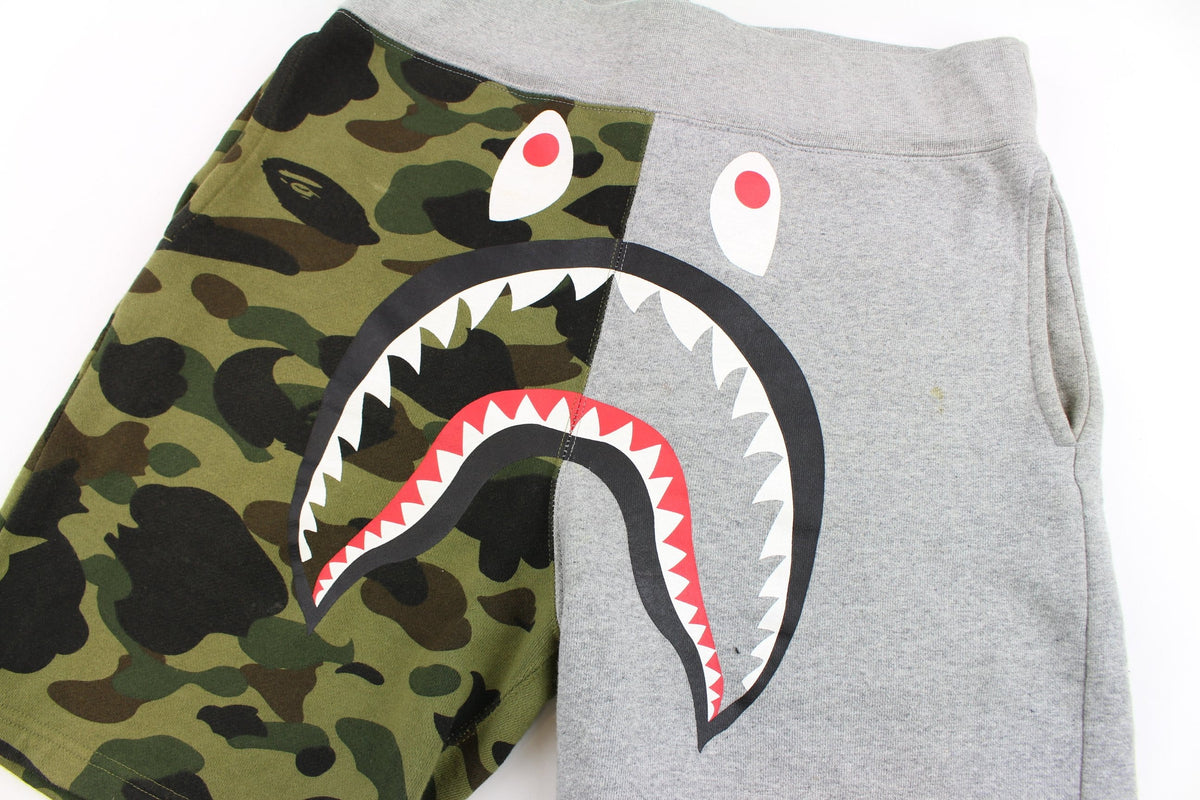 bape grey/1st green camo shark sweatshorts - SaruGeneral