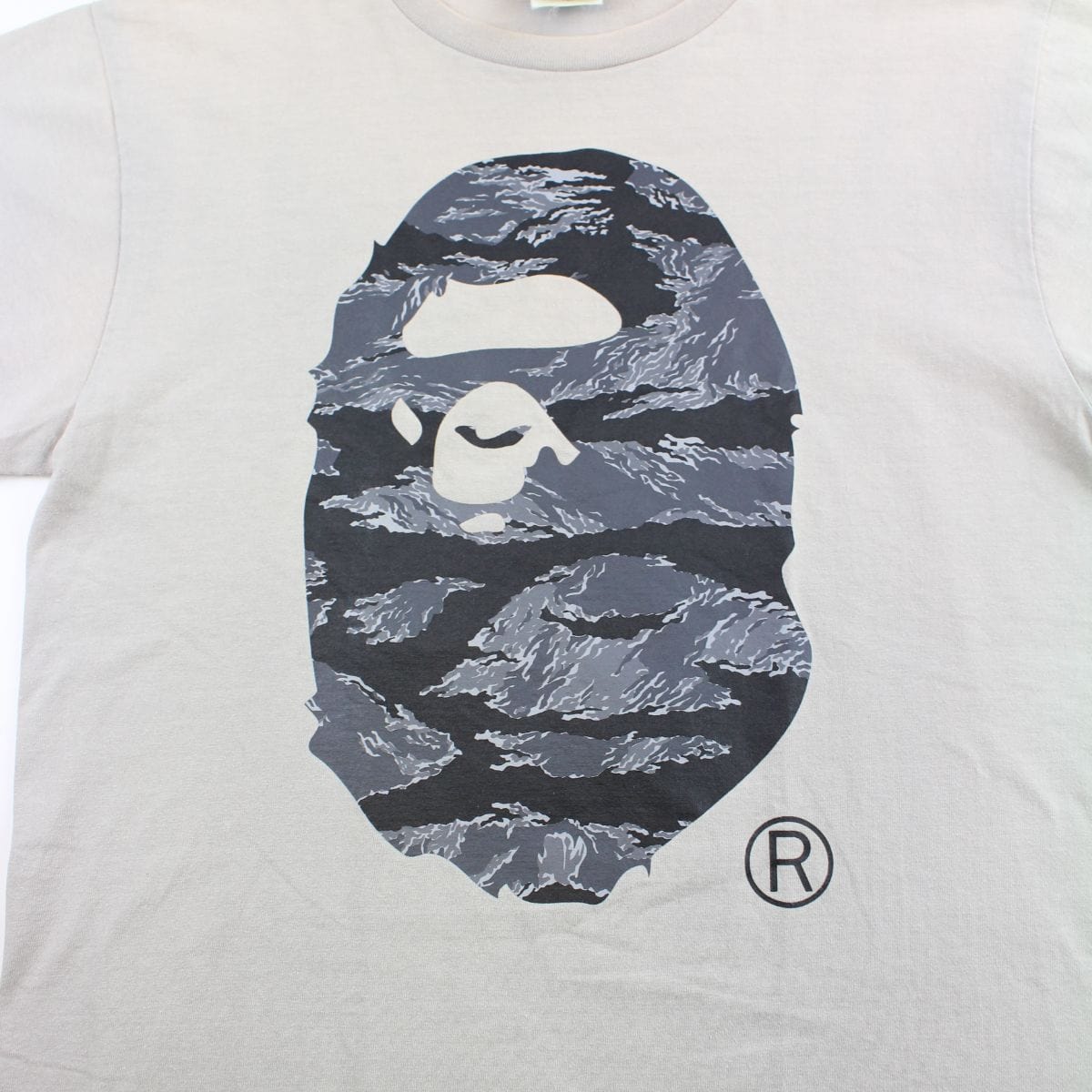 Bape Grey Tiger Camo Big Ape Logo Tee tan - SaruGeneral