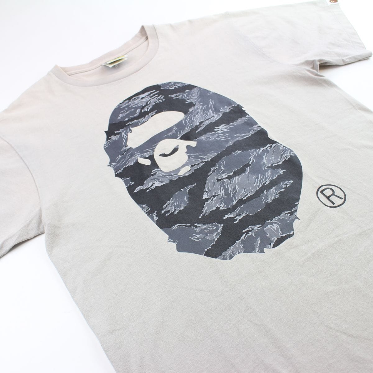 Bape Grey Tiger Camo Big Ape Logo Tee tan - SaruGeneral