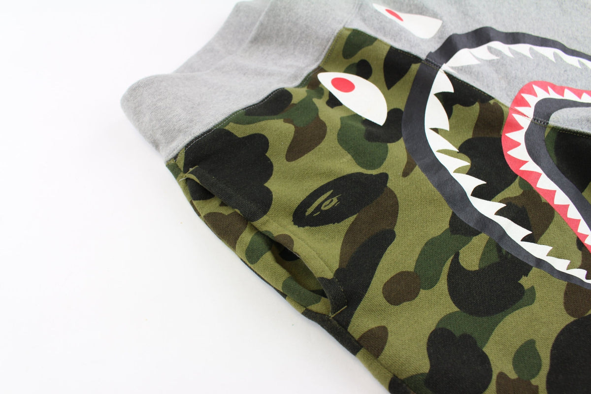 bape grey/1st green camo shark sweatshorts - SaruGeneral