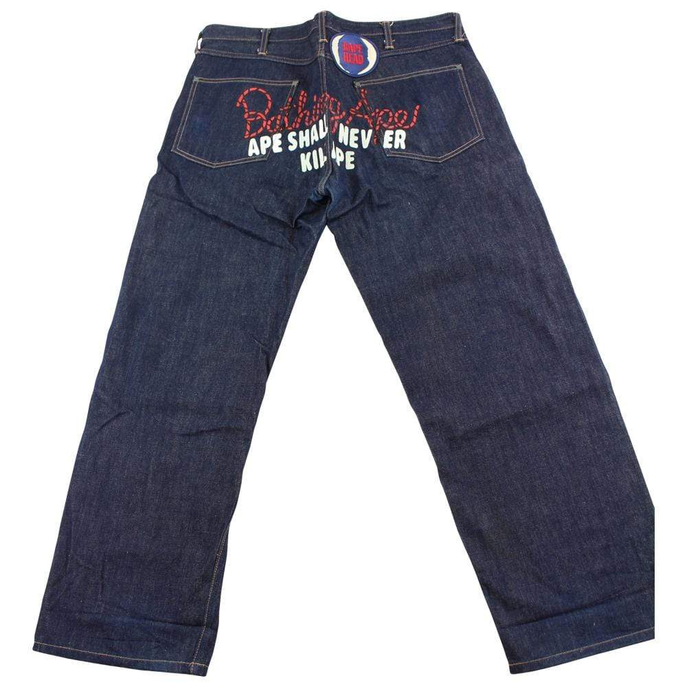 bape asnka red rope text jeans - SaruGeneral