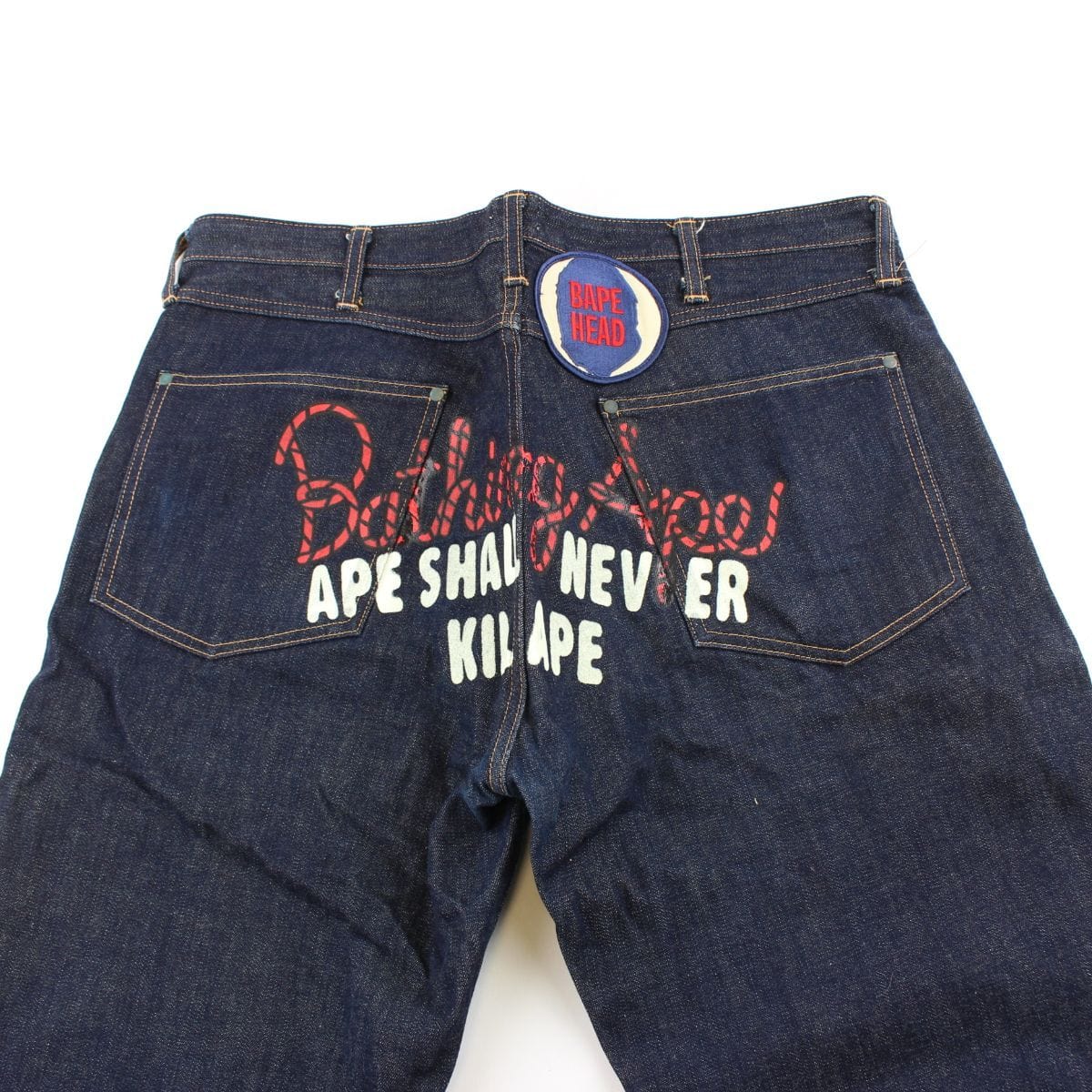 bape asnka red rope text jeans - SaruGeneral