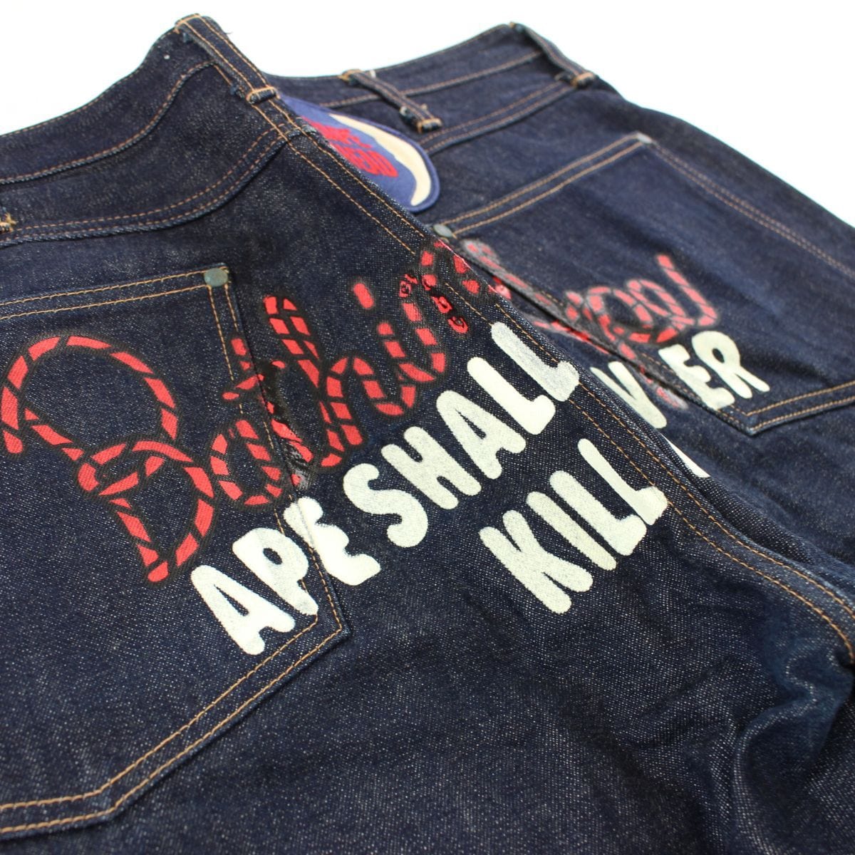 bape asnka red rope text jeans - SaruGeneral