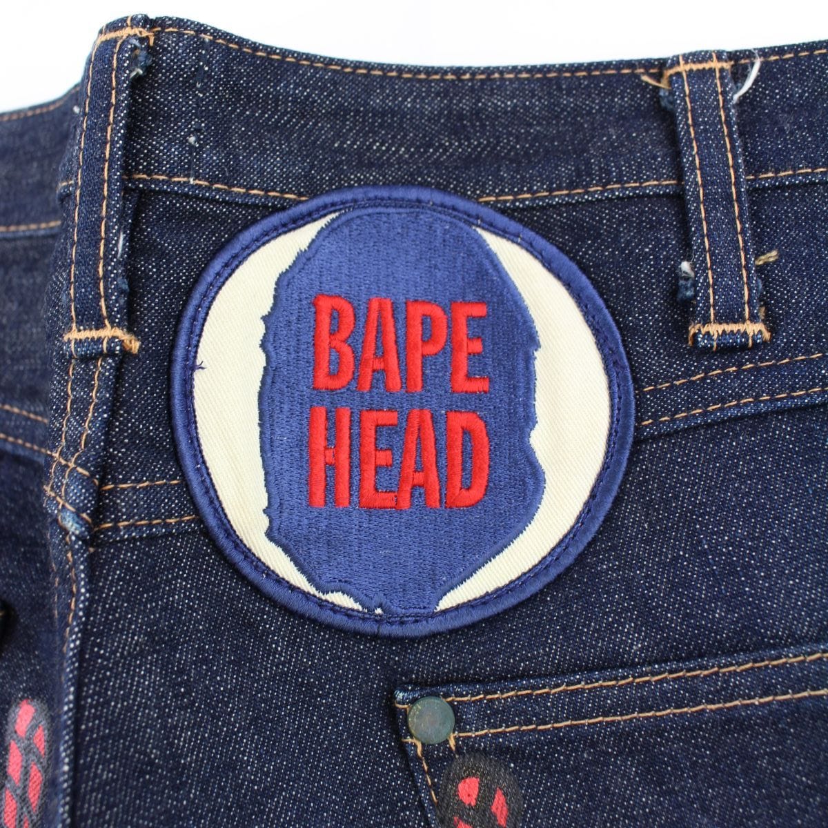 bape asnka red rope text jeans - SaruGeneral