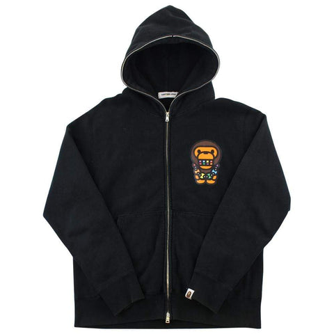 Sweat à capuche Bape Baby Milo avec logo multi-chaînes, noir