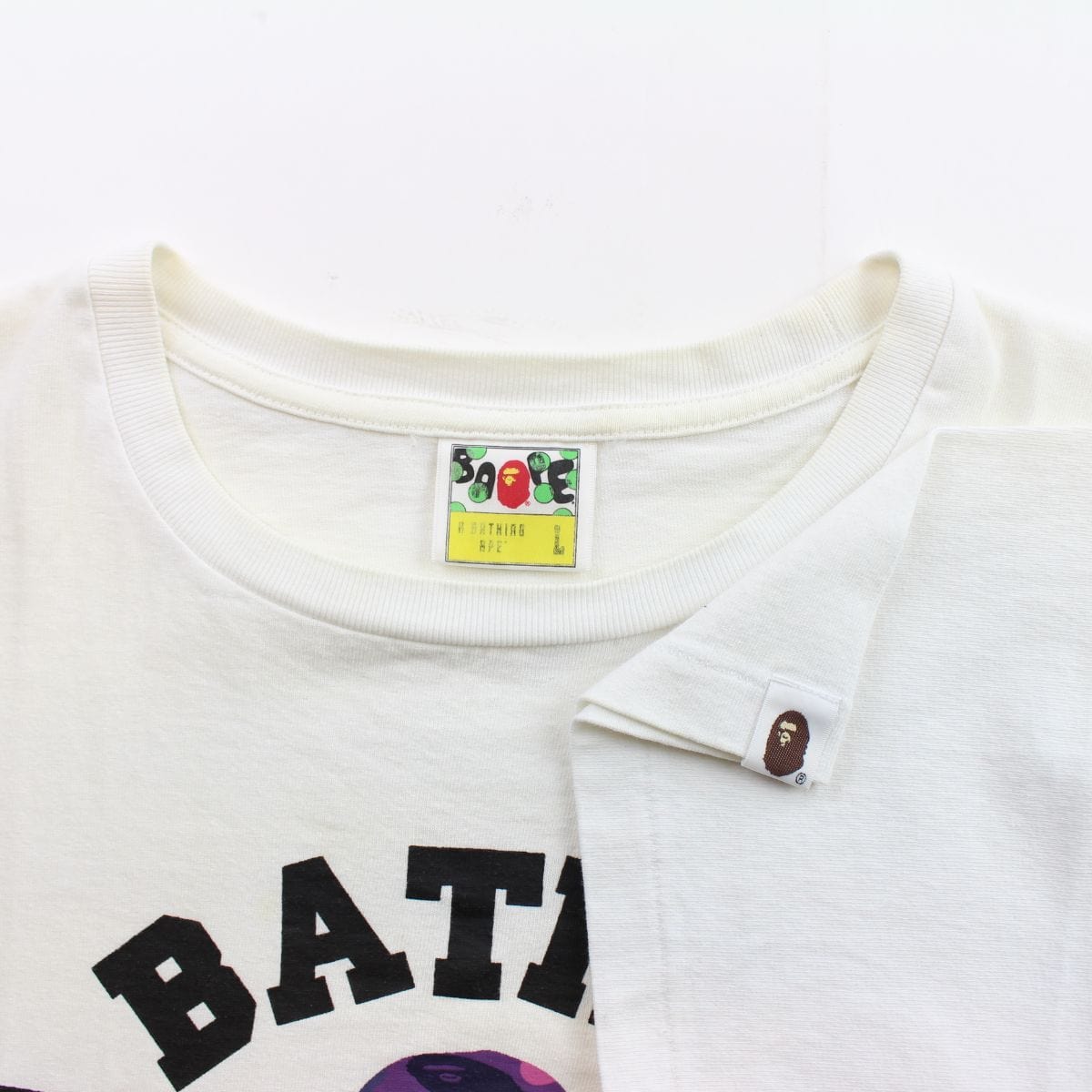 Bape Red motion College Logo Tee White - SaruGeneral